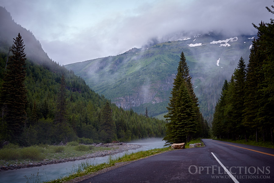 Fog on Going-to-the-Sun Road by McDonald Creek