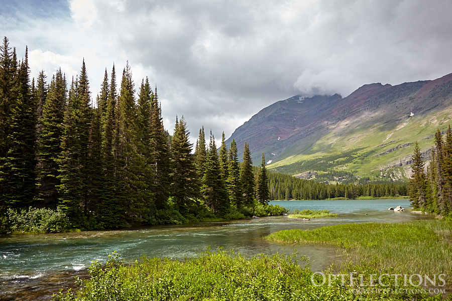 Lake connector with Swiftcurrent Lake in the background